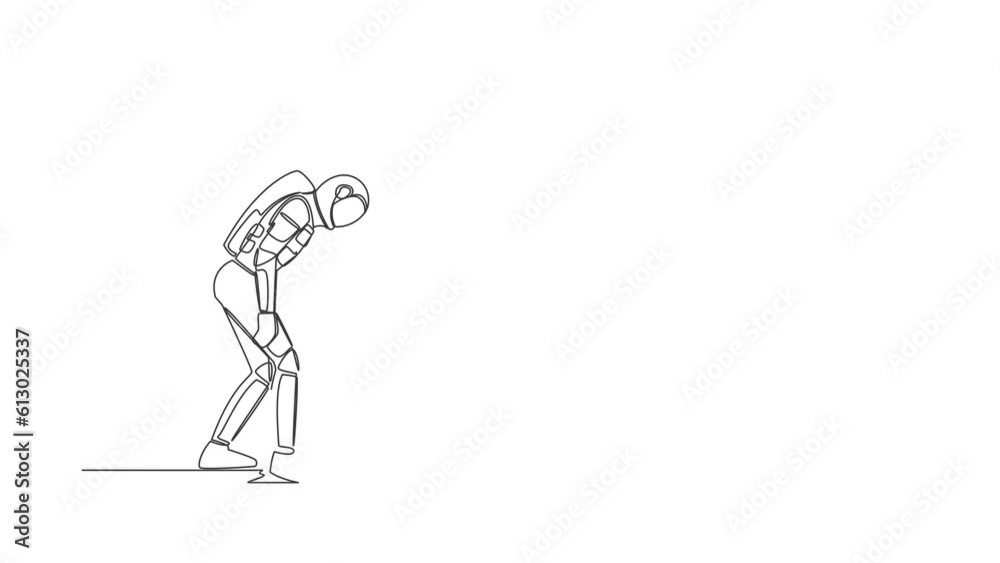 Animated self drawing of continuous line draw young astronaut wondering and looking at big black hole. Spaceship interstellar exploration. Cosmonaut deep space concept. Full length one line animation Animated self drawing of continuous line draw young astronaut wondering and looking at big black hole. Spaceship interstellar exploration. Cosmonaut deep space concept. Full length one line animation