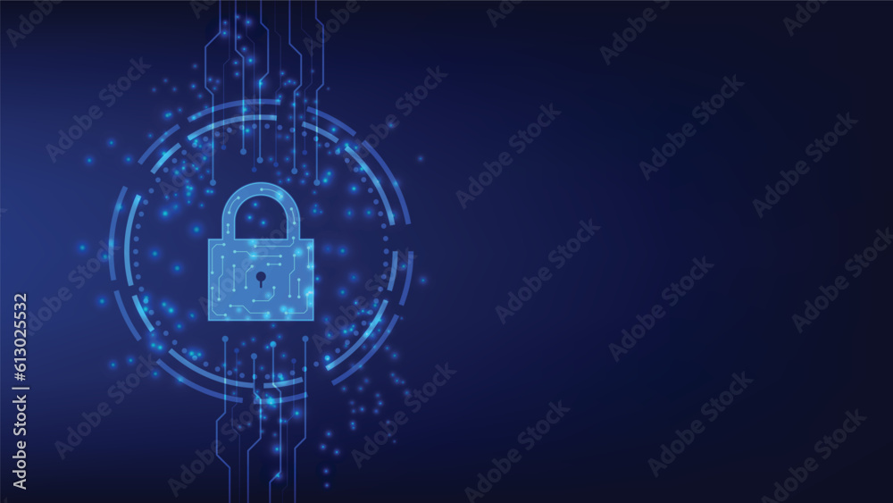 digital padlock with virtual screen on dark background with copy space. cyber security technology for fraud prevention and privacy data network protection concept digital padlock with virtual screen on dark background with copy space. cyber security technology for fraud prevention and privacy data network protection concept