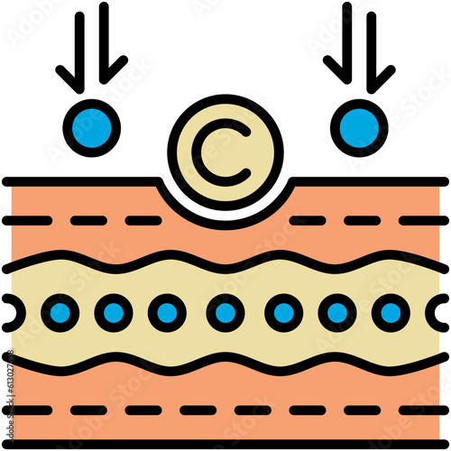 Collagen Icon. Anti Aging Repair Serum Symbol Stock Illustration. Vector Filled Line Icons For UI Web Design And Presentation