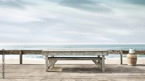 Rustic Table with Beachy Backdrop