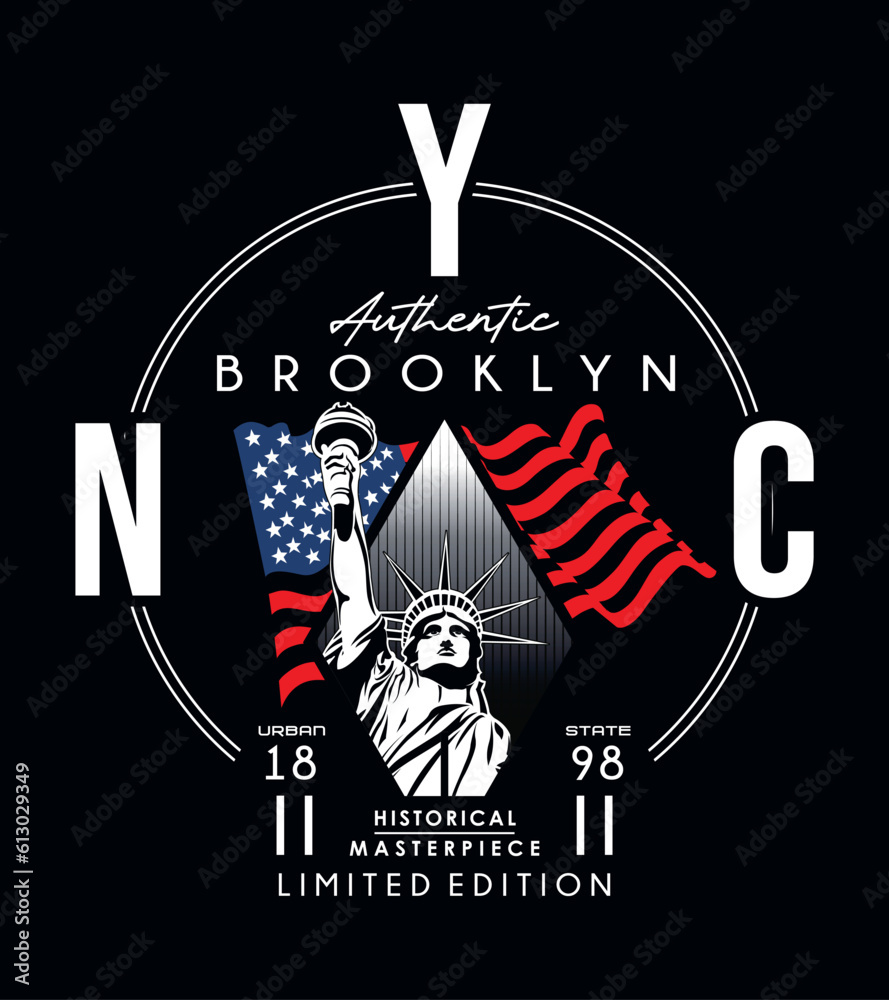 Naklejka premium Brooklyn state, Vector Typography Illustration Design Graphic Printing