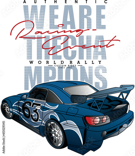 Racing Car, Vector car Illustration Art  Design Graphic Printing