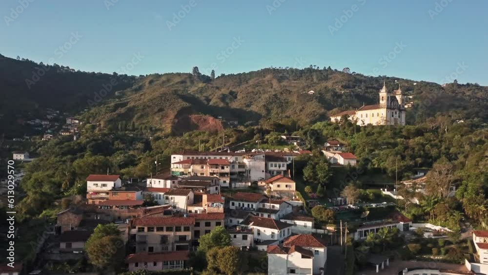 Aerial Shot of Ouro Preto Historical City and Cathedral in Brazil. 4K Drone Footage Aerial Shot of Ouro Preto Historical City and Cathedral in Brazil. 4K Drone Footage