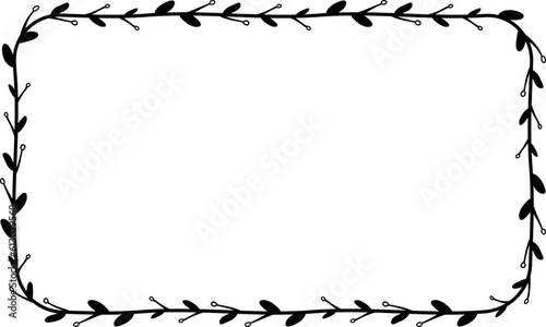 Rounded Rectangle frame isolated branches flower wreath leaf floral vector decoration border botanical minimalist wedding frames congratulations anniversary valentine winner award romantic 