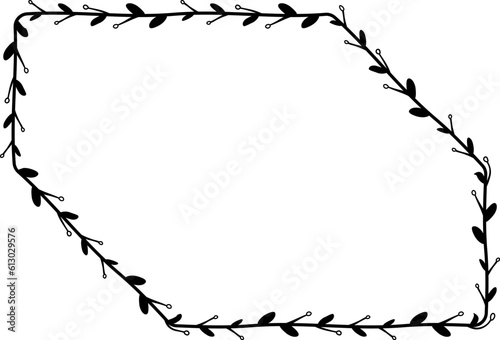 Snip Diagonal Corner Rectangle frame isolated branches flower wreath leaf floral vector decoration border botanical minimalist wedding frames congratulations anniversary valentine winner award 