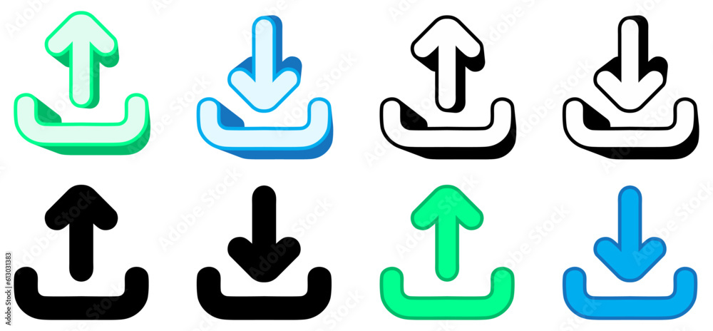 Set vector Trendy buttons download and upload icon design illustration Set vector Trendy buttons download and upload icon design illustration
