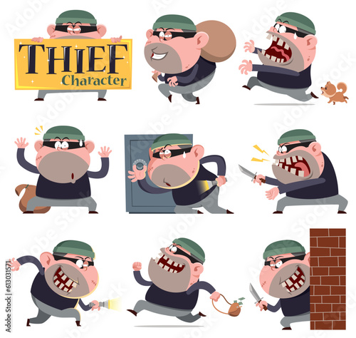 Vector illustration of cartoon thief character