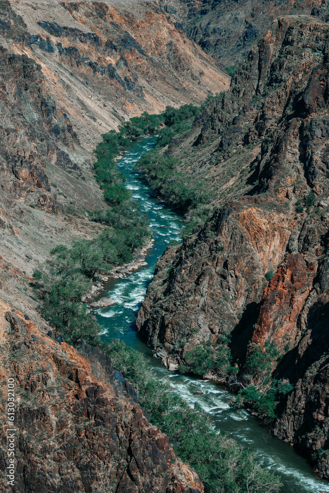 stormy river in the canyon