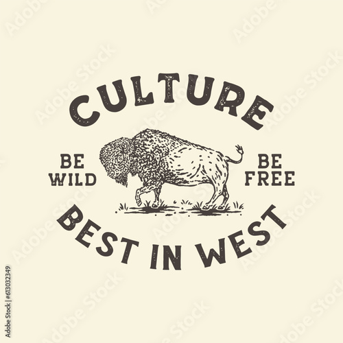 bison illustration ethnic graphic buffalo design wild vintage western t shirt national parks badge animal emblem icon