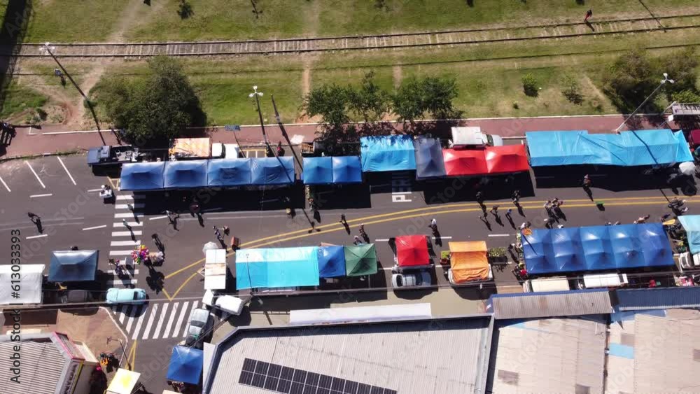 Aerial view of the popular fruit and vegetable fair in brazil