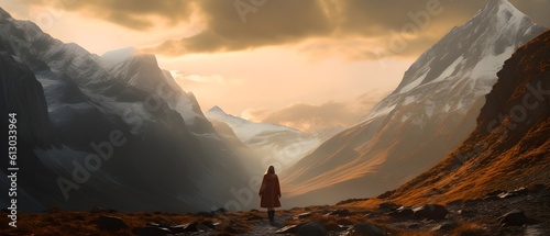 Wallpaper Mural person standing infront of mountains Torontodigital.ca