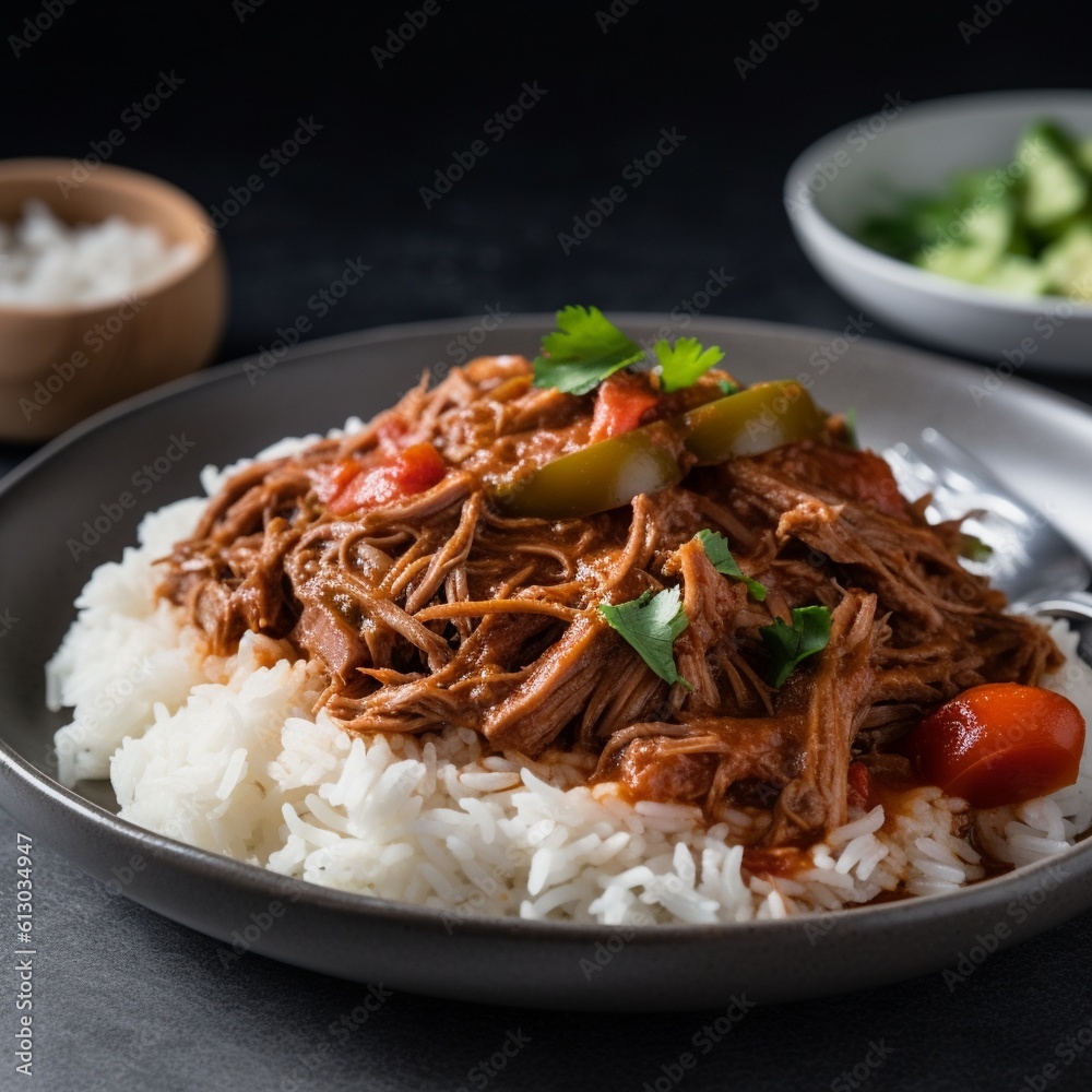 Cuban Ropa Vieja in a Cozy and Inviting Home Kitchen Scene Cuban Ropa Vieja in a Cozy and Inviting Home Kitchen Scene