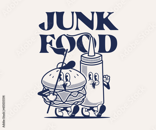 cartoon character of burger Graphic Design for T shirt Street Wear and Urban Style