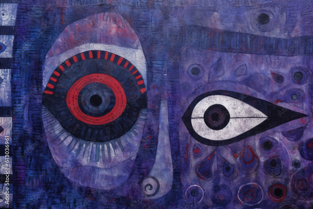 Abstract painting illustrating the concept of being watched, paranoia and espionage, generative ai illustration