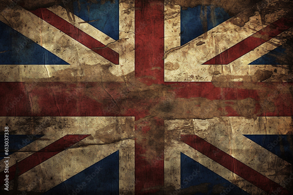 Illustration of the Union Jack with rustic texture. Generative AI.  