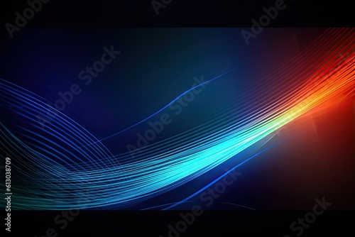 Glowing color. Abstract art gradient blue light wallpaper. Modern digital lines graphic design on black background Generative AI illustrations