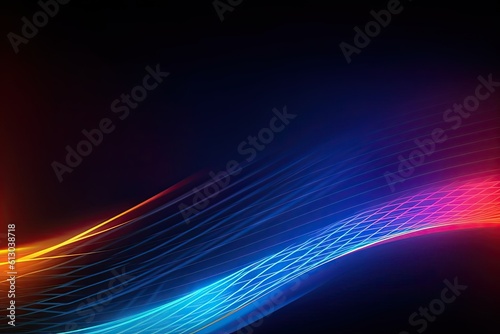 Glowing color. Abstract art gradient blue light wallpaper. Modern digital lines graphic design on black background Generative AI illustrations