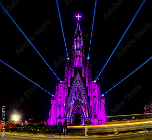 stone church at canela - RS, during the lightshow