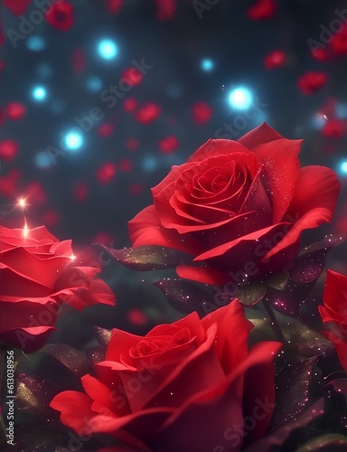 beautiful red roses with subtle sparkles