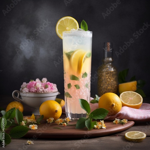 Tall Glass of Limonana with Sweet Treats photo