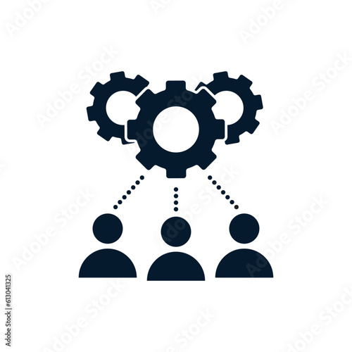 The concept of a group of technical professionals. Vector icon isolated on white background.
