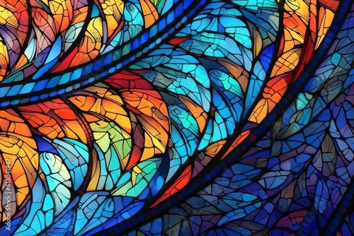 Stained glass, organic, fractal shapes. Generative AI