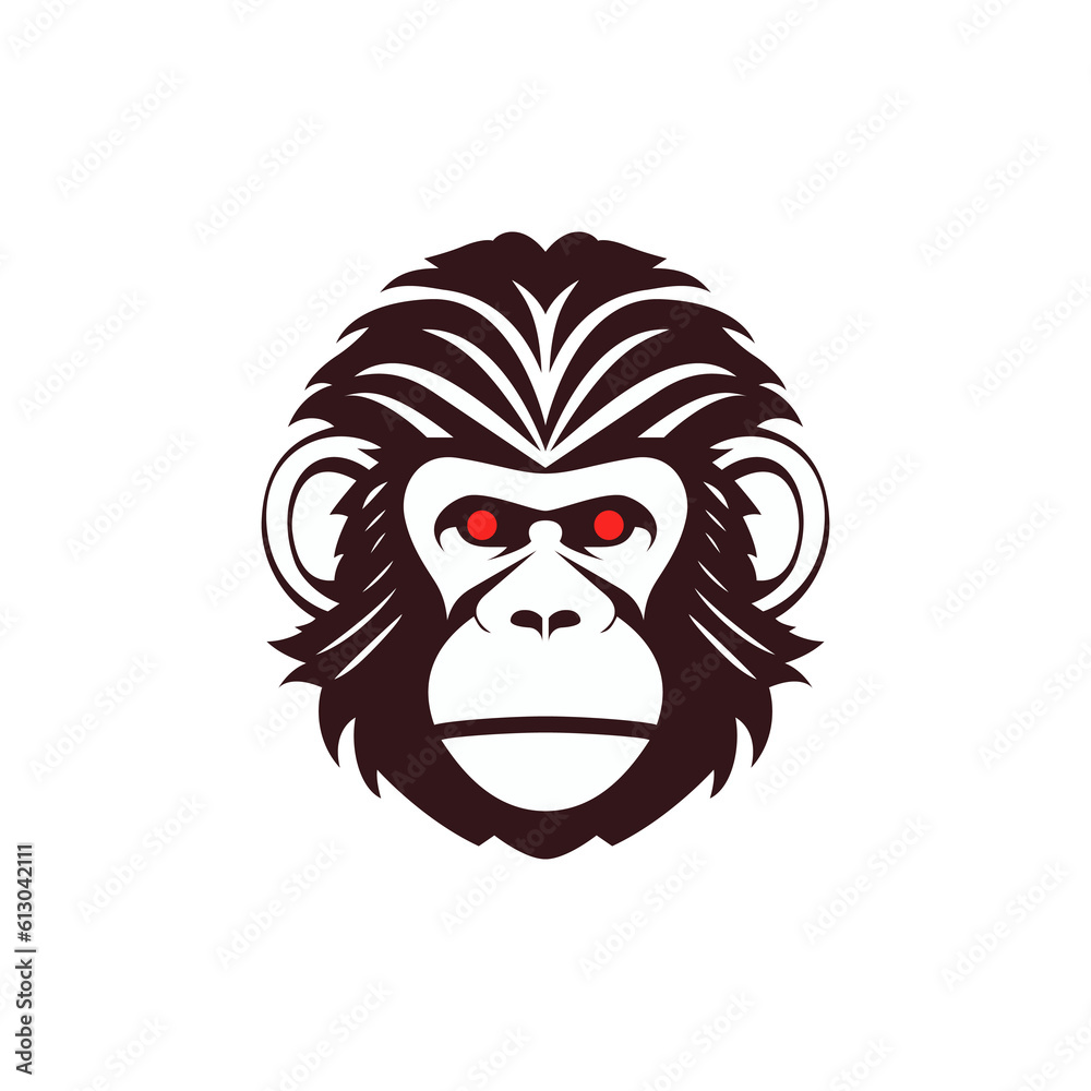 monkey macaque head animal logo vector illustration template design