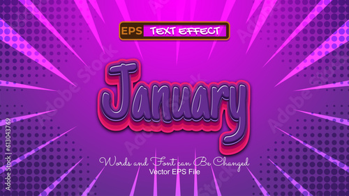 January Editable Text Effect With Purple Background