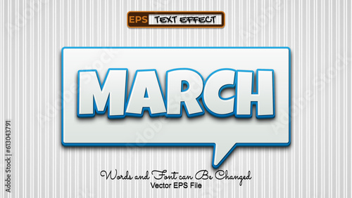 March Editable Text Effect With White Background