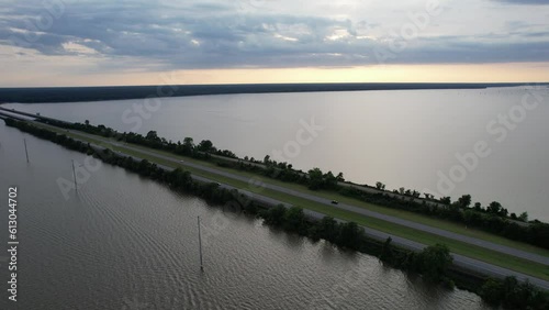 Aerial views from over Lake Marion at Santee, SOuth Carolina. 