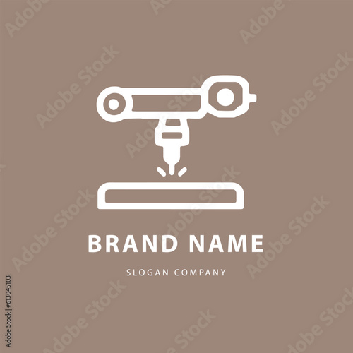Robotic hand manipulator silhouette symbol icon. Robot limb logo. Robot arm. automation, robot, CNC shape logo.