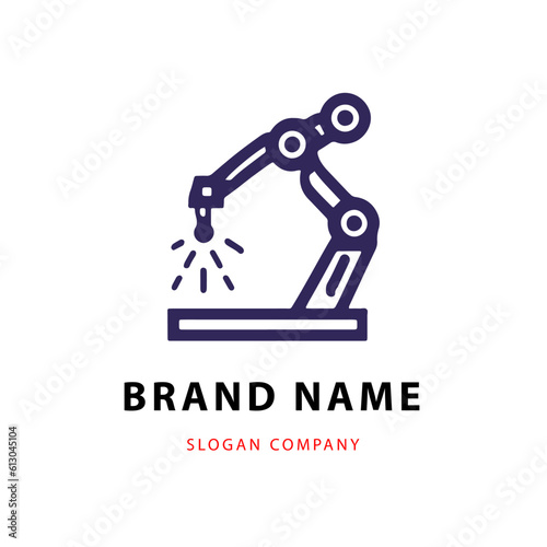 Robotic hand manipulator silhouette symbol icon. Robot limb logo. Robot arm. automation, robot, CNC shape logo.