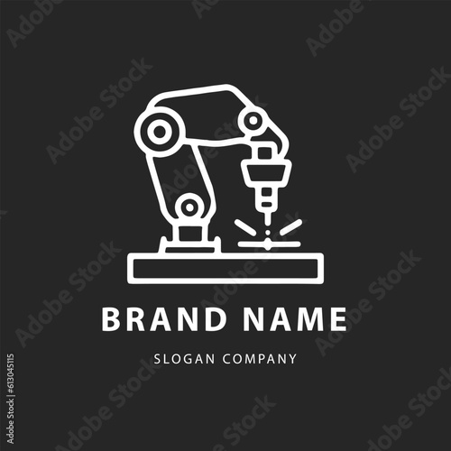 Robotic hand manipulator silhouette symbol icon. Robot limb logo. Robot arm. automation, robot, CNC shape logo.