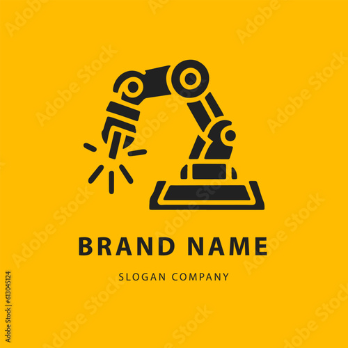 Robotic hand manipulator silhouette symbol icon. Robot limb logo. Robot arm. automation, robot, CNC shape logo.