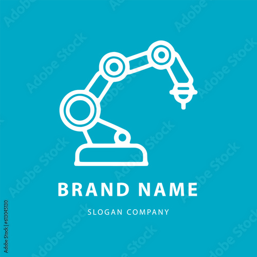 Robotic hand manipulator silhouette symbol icon. Robot limb logo. Robot arm. automation, robot, CNC shape logo.