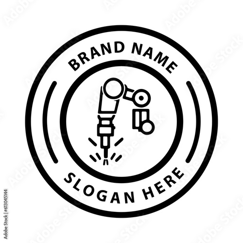 Robotic hand manipulator silhouette symbol icon. Robot limb logo. Robot arm. automation, robot, CNC shape logo.