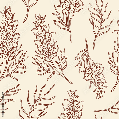 Hand drawn grevillea flowers seamless pattern photo