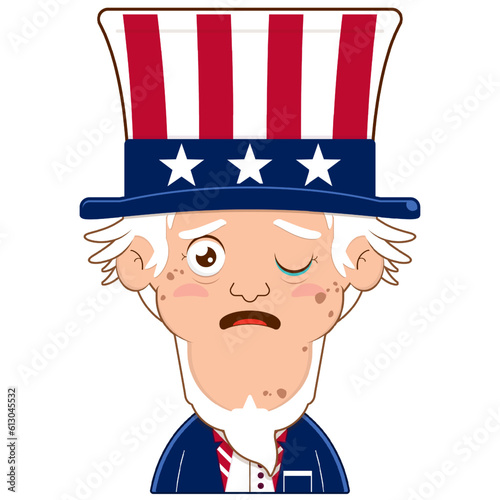 uncle sam crying and scared face cartoon cute for Independence Day (US)