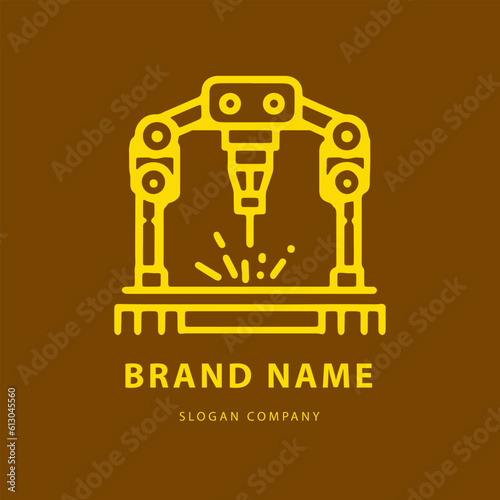 Robotic hand manipulator silhouette symbol icon. Robot limb logo. Robot arm. automation, robot, CNC shape logo.