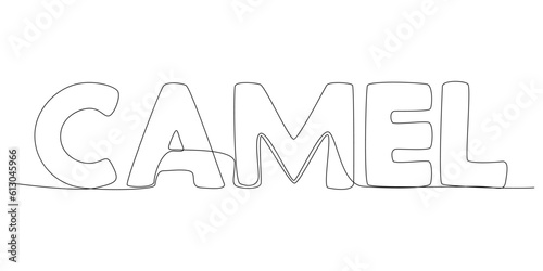 One continuous line of Camel word. Thin Line Illustration vector concept. Contour Drawing Creative ideas.