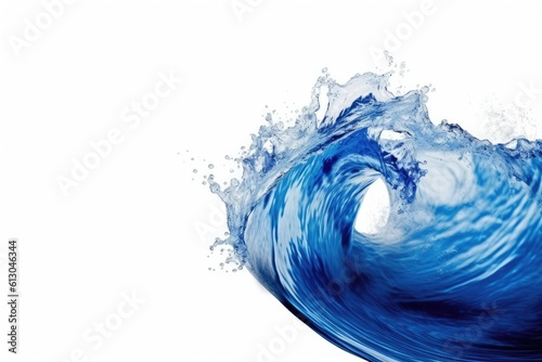 Ai. Blue water wave isolated on white background. Generative AI.