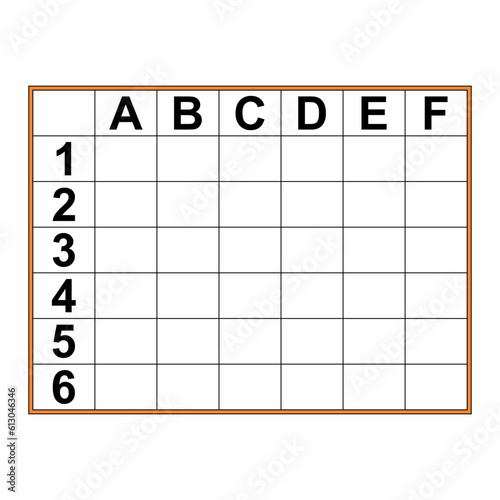 Table numbers and letters without filling vector