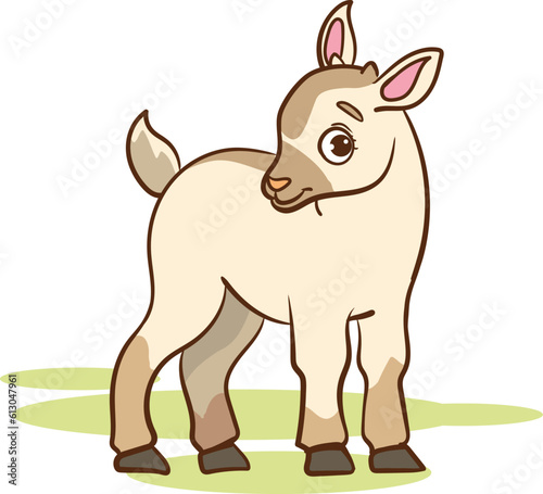 cute goat cub cartoon vector