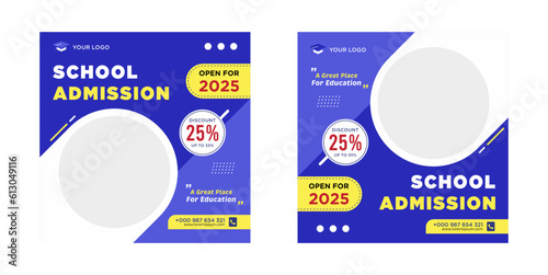 School admission social media post or banner template