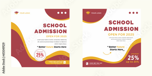 School admission social media post or banner template