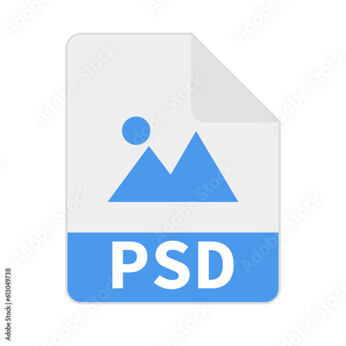 Flat design PSD file icon. PSD data icon. Vector.