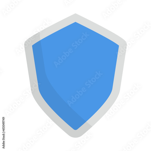 Flat design blue shield icon. Vector.