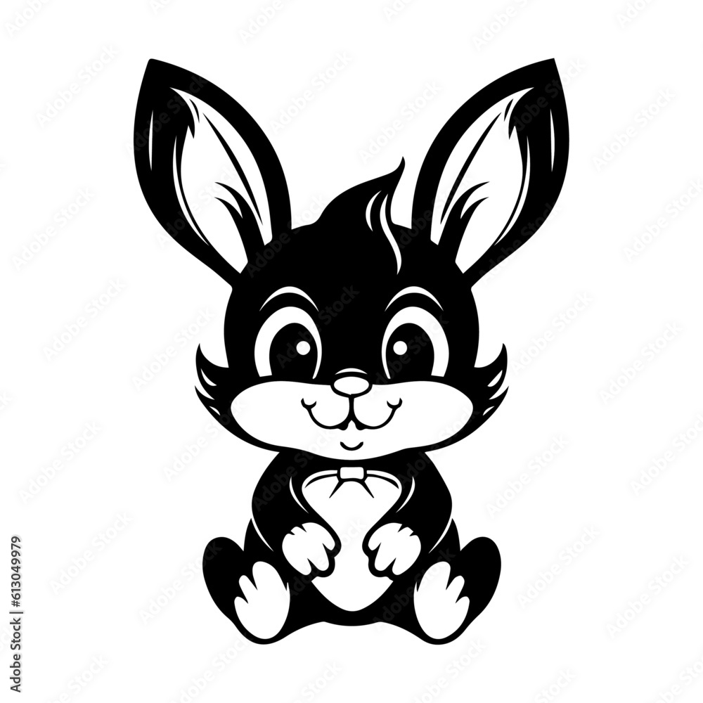 Cute little bunny. Silhouette of Easter bunny, logo, icon, Vector illustration of a black bunny isolated on a white background. Cute little bunny. Silhouette of Easter bunny, logo, icon, Vector illustration of a black bunny isolated on a white background.
