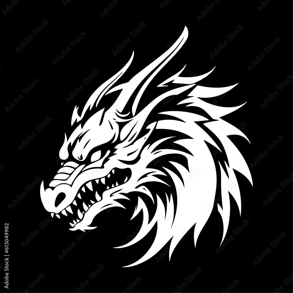 Dragon face, logo, icon, isolated on white background, vector illustration. Dragon face, logo, icon, isolated on white background, vector illustration.
