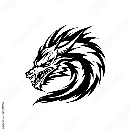 Dragon face  logo  icon  isolated on white background  vector illustration.